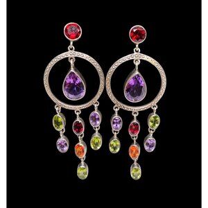 Nicky Butler Sterling Silver Multi Gemstone Dangle Earrings